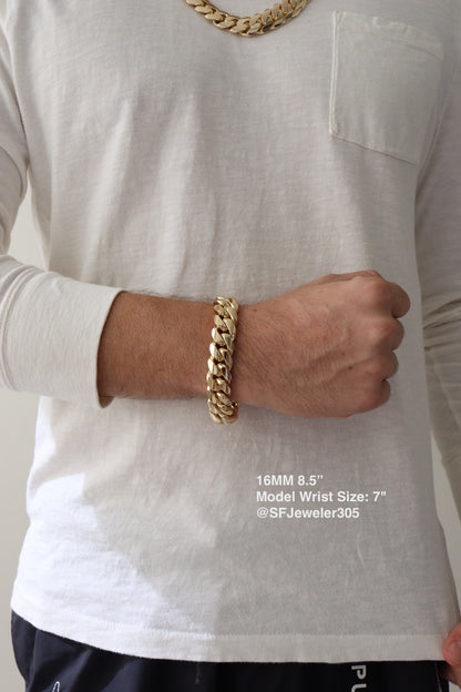 16MM Miami Cuban Link Bracelet – Premium 14k Gold Over .999 Silver