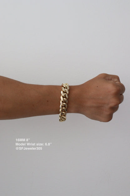 16MM Miami Cuban Link Bracelet – Premium 14k Gold Over .999 Silver