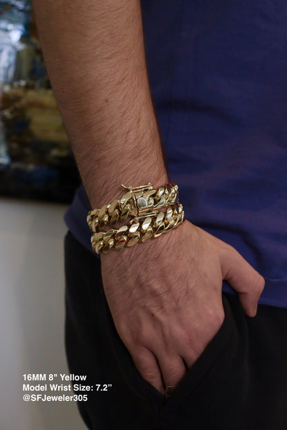 16MM Miami Cuban Link Bracelet – Premium 14k Gold Over .999 Silver