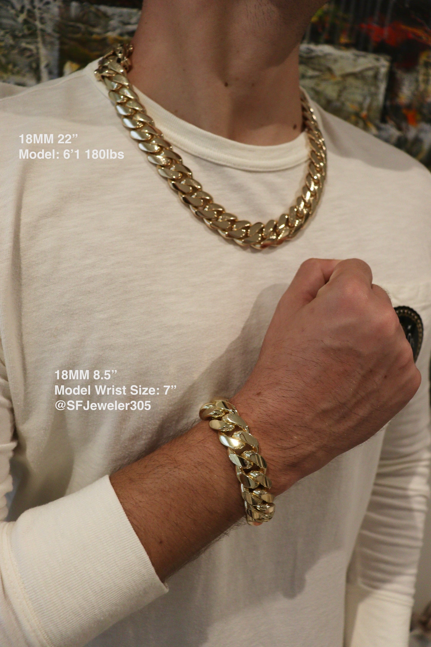 18MM Miami Cuban Link Bracelet – Premium 14k Gold Over .999 Silver