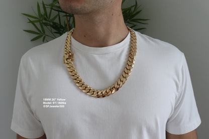 18MM Miami Cuban Link Chain – Premium 14k Gold Over .999 Silver