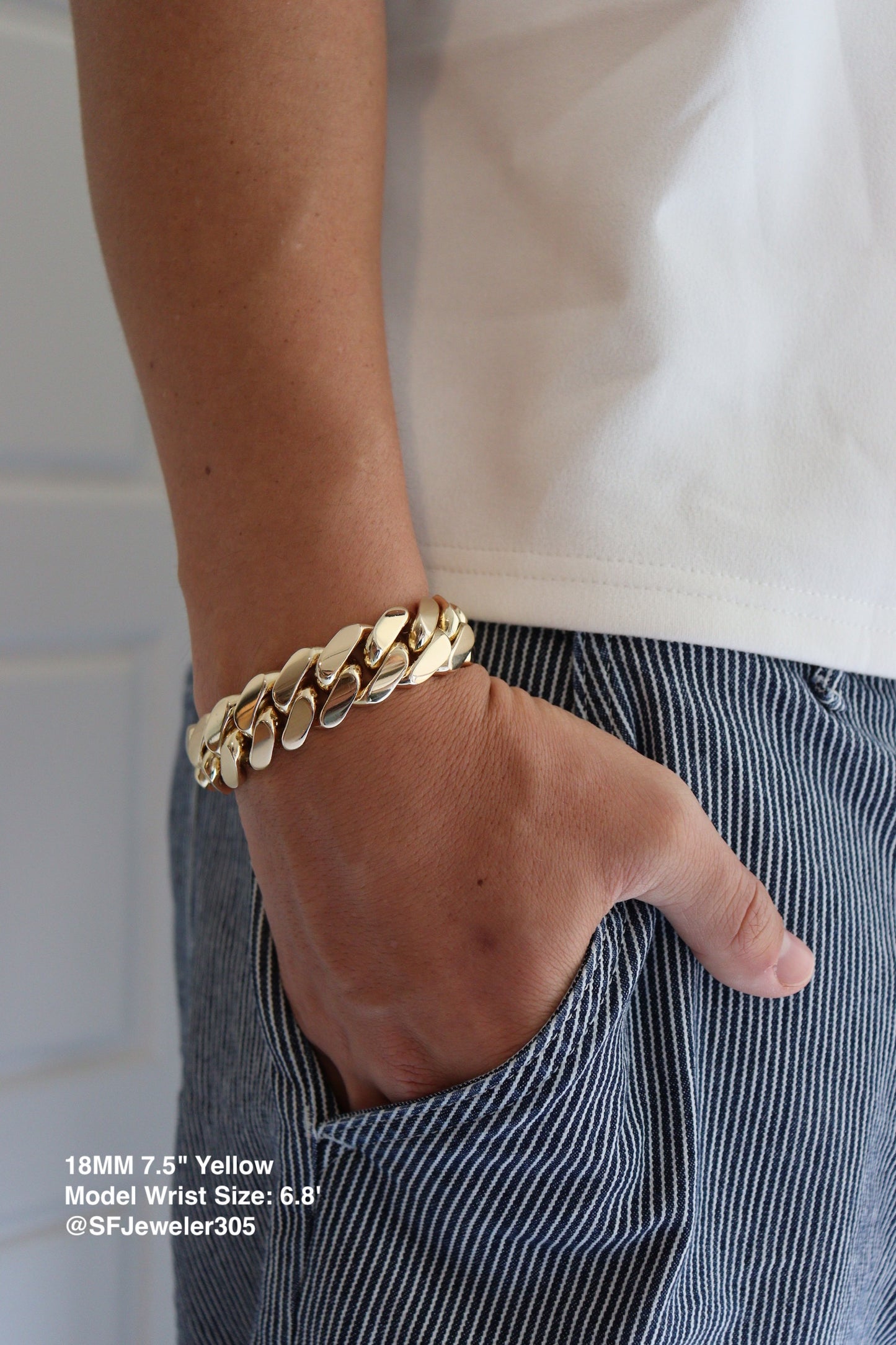 18MM Miami Cuban Link Bracelet – Premium 14k Gold Over .999 Silver