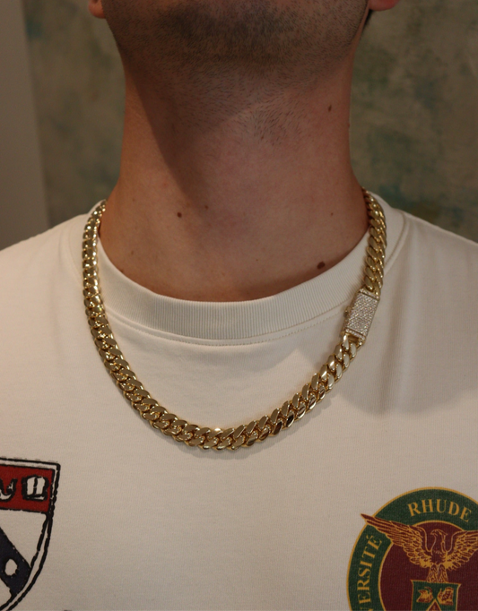 12MM Cuban Link Chain + VVS1 Moissanite Lock