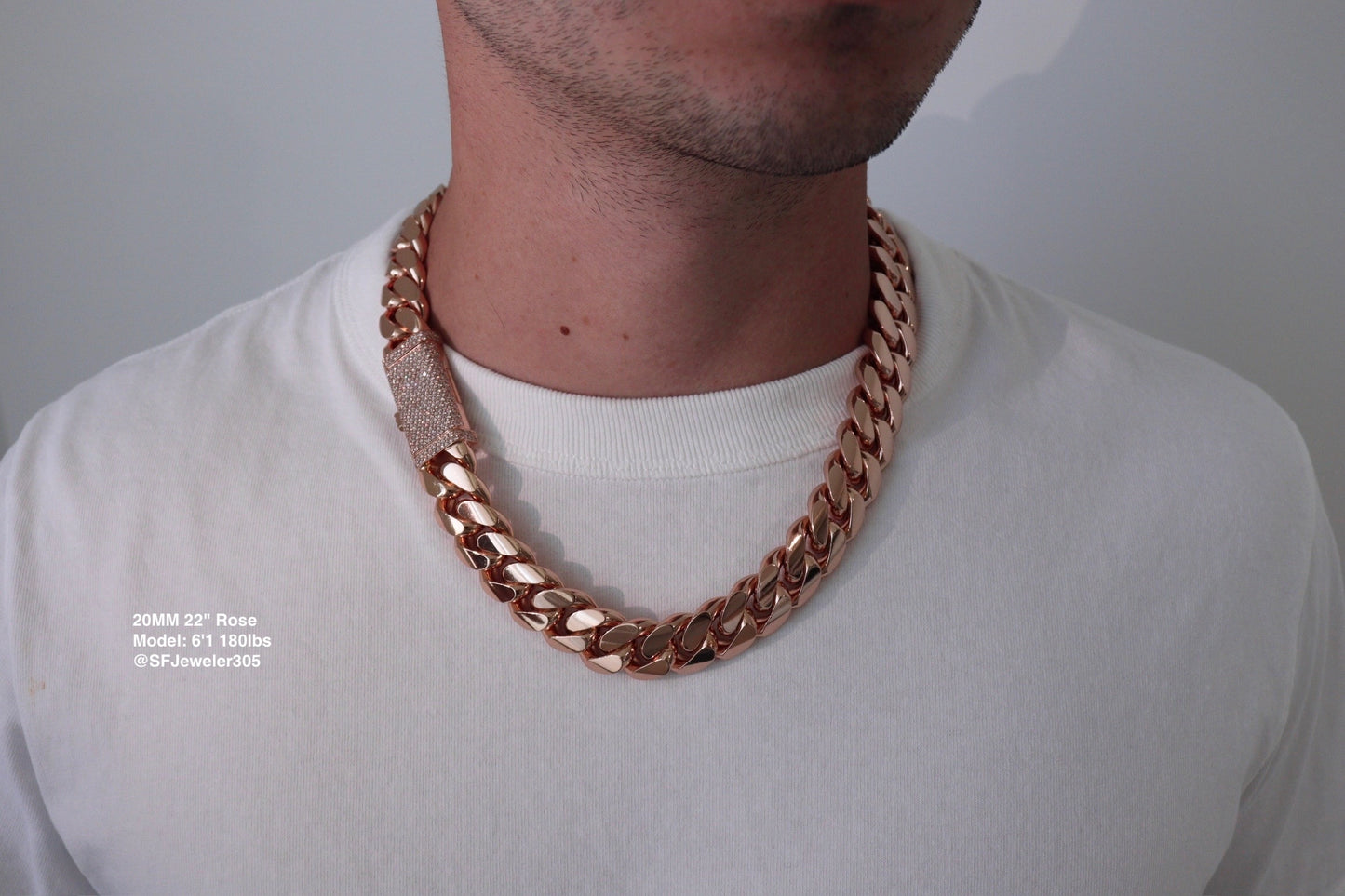 20MM Miami Cuban Link Chain – Premium 14k Gold Over .999 Silver + VVS1 Moissanite Lock