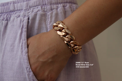 20MM Miami Cuban Link Bracelet – Premium 14k Gold Over .999 Silver