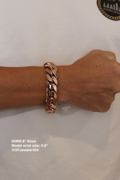 20MM Miami Cuban Link Bracelet – Premium 14k Gold Over .999 Silver