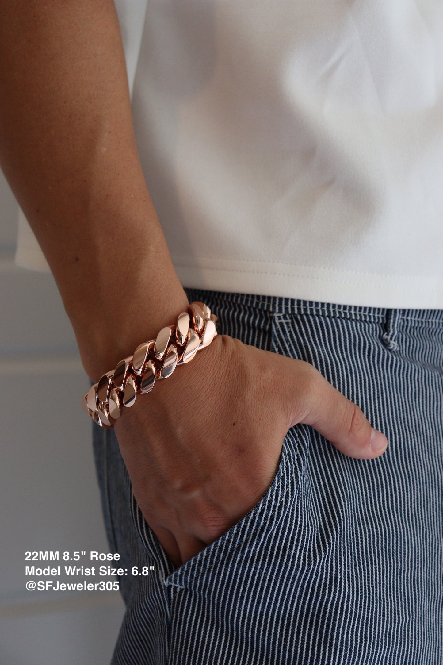 22MM Miami Cuban Link Bracelet – Premium 14k Gold Over .999 Silver