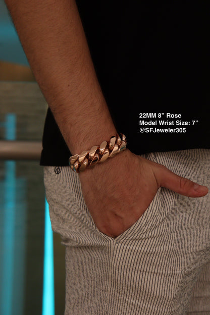 22MM Miami Cuban Link Bracelet – Premium 14k Gold Over .999 Silver