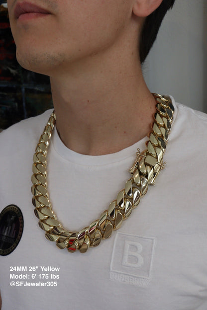 24MM Miami Cuban Link Chain – Premium 14k Gold Over .999 Silver