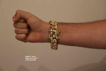 24MM Miami Cuban Link Bracelet – Premium 14k Gold Over .999 Silver