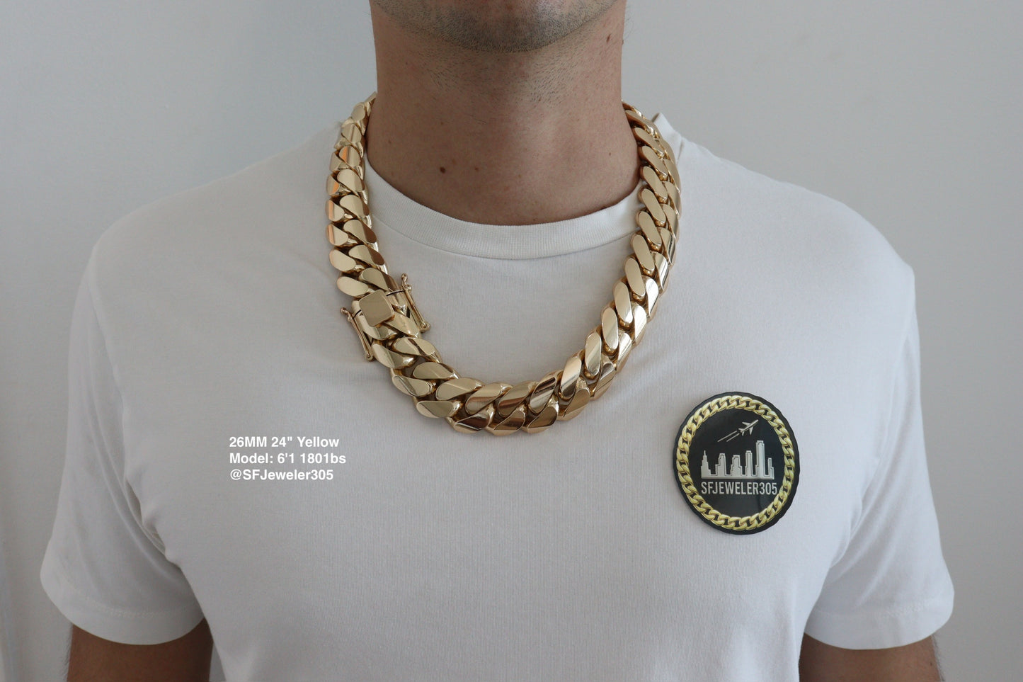 26MM Miami Cuban Link Chain – Premium 14k Gold Over .999 Silver