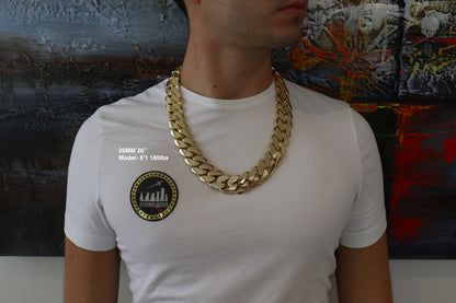 26MM Miami Cuban Link Chain – Premium 14k Gold Over .999 Silver