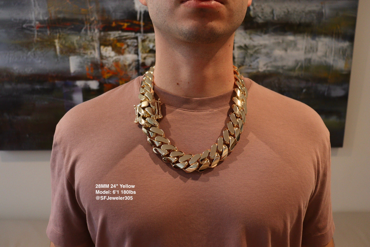28MM Miami Cuban Link Chain – Premium 14k Gold Over .999 Silver
