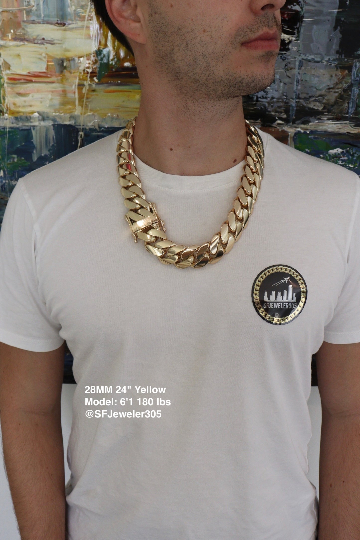 28MM Miami Cuban Link Chain – Premium 14k Gold Over .999 Silver