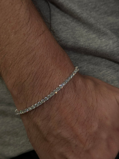 3MM 7.5” Tennis Bracelet 14K White Gold Over Silver (VVS1 Moissanite Stones)