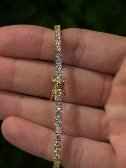 3MM Tennis Bracelet  14K Gold Over Silver (VVSI Moissanite Stones)