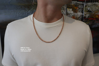 4MM Rope Chain – Premium 14k Gold Over Silver