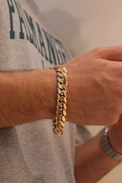 10MM Miami Cuban Link Bracelet – Premium 14k Gold Over .999 Silver