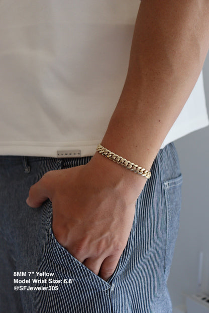 8MM Miami Cuban Link Bracelet – Premium 14k Gold Over .999 Silver
