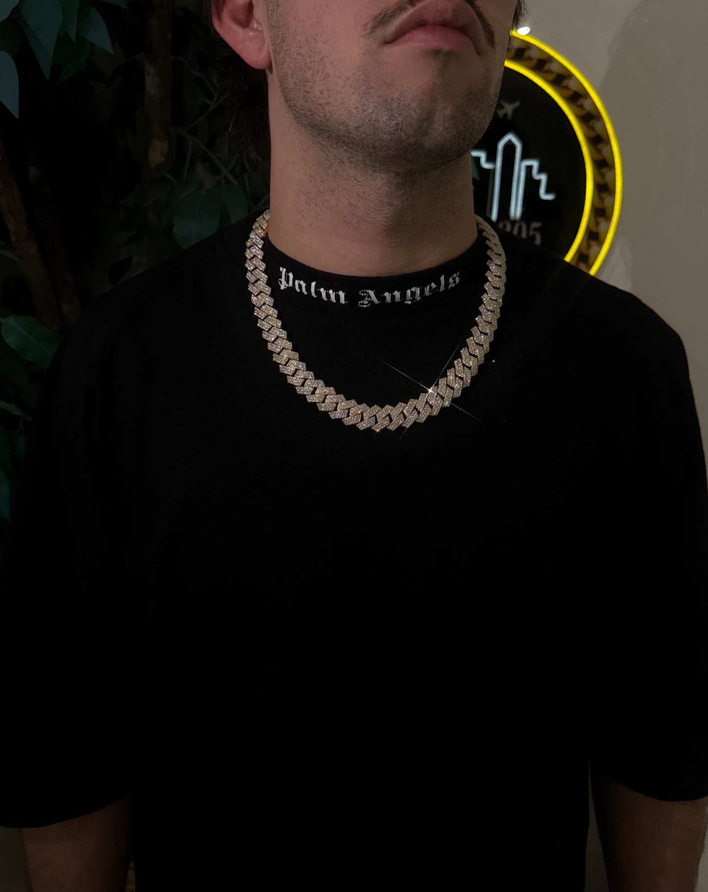 16MM Cuban Link Chain + VVS1 Moissanite Stones -Prong Setting-