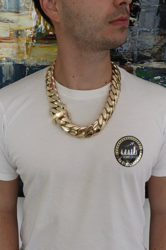 28MM Miami Cuban Link Chain – Premium 14k Gold Over .999 Silver