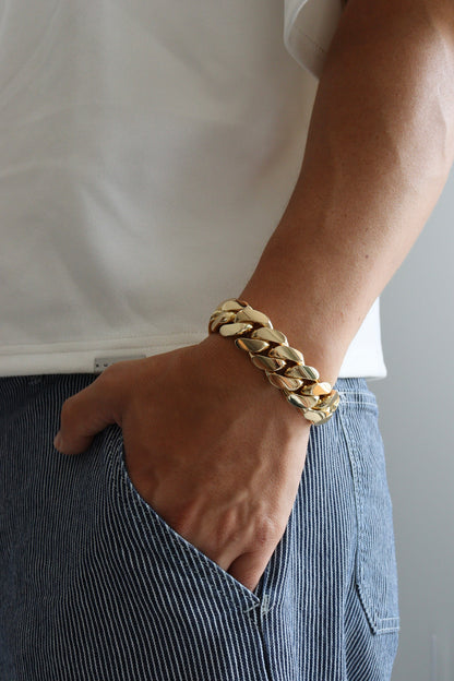 20MM Miami Cuban Link Bracelet – Premium 14k Gold Over .999 Silver + VVS1 Moissanite Lock