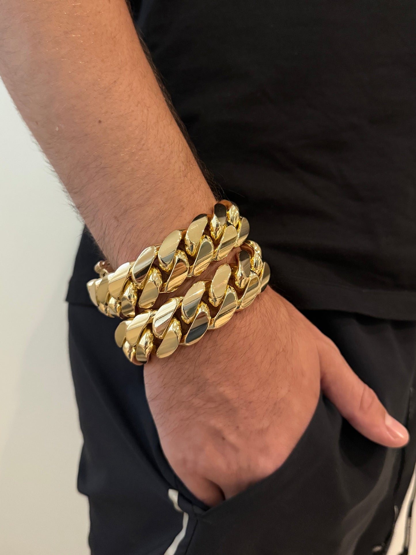 26MM Miami Cuban Link Bracelet – Premium 14k Gold Over .999 Silver