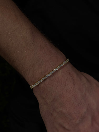 3MM Tennis Bracelet  14K Gold Over Silver (VVSI Moissanite Stones)
