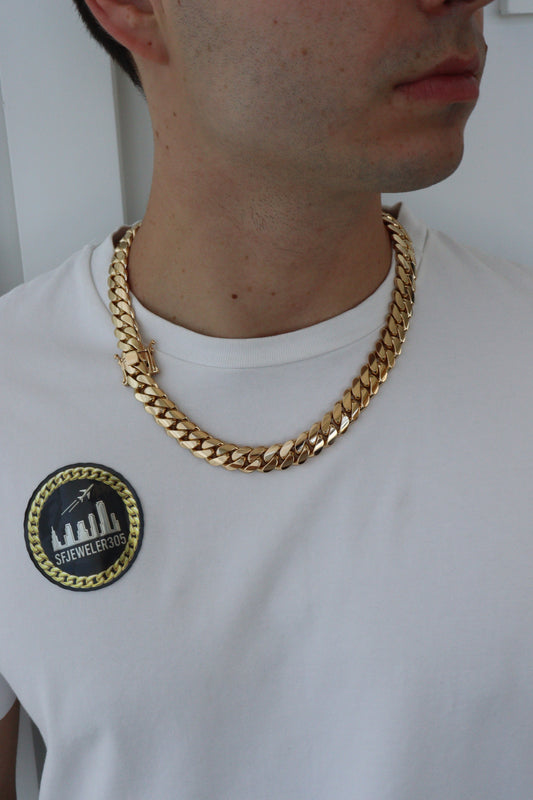 14MM 22” - 259 Grams - Yellow Gold Over Silver