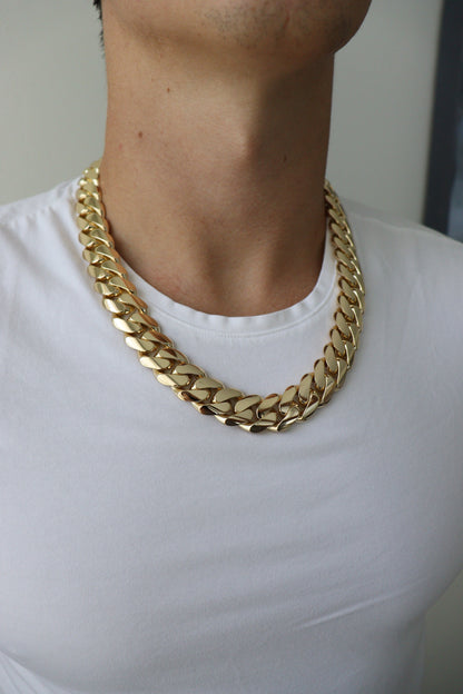 18MM Miami Cuban Link Chain – Premium 14k Gold Over .999 Silver