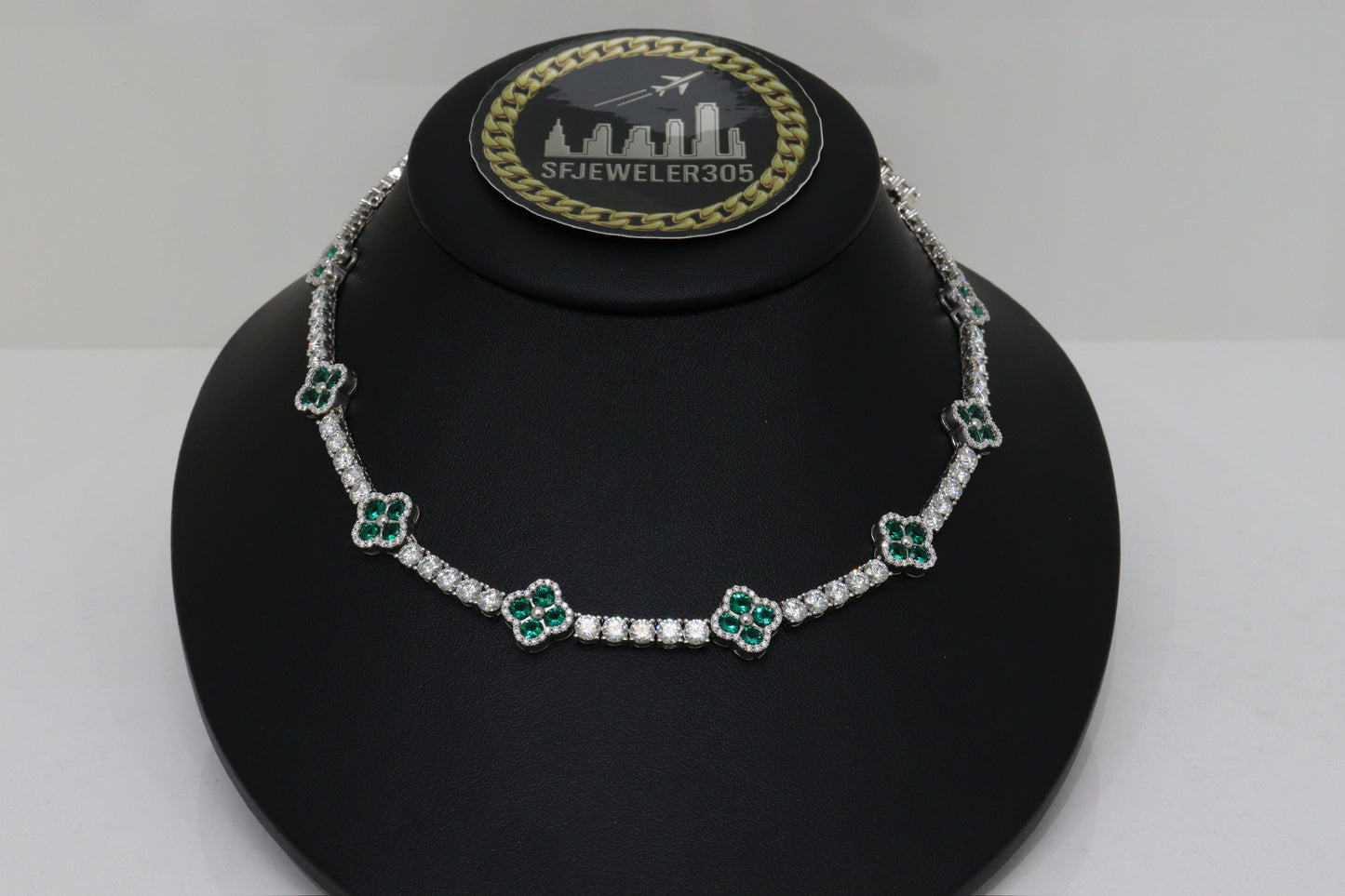 4MM Tennis Chain + Clover Gemstone Attachment