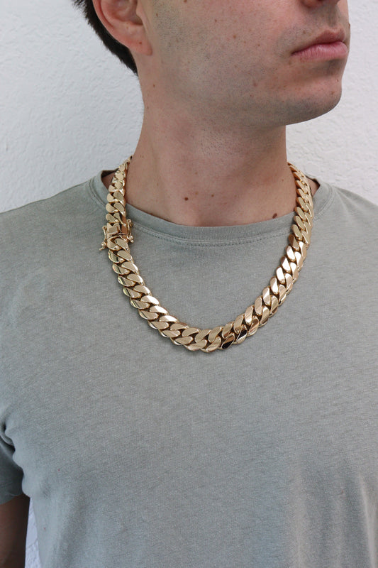 18MM Miami Cuban Link Chain – Premium 14k Gold Over .999 Silver