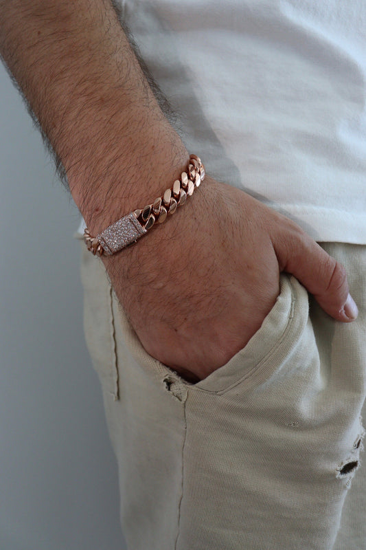 10MM Miami Cuban Link Bracelet – Premium 14k Gold Over .999 Silver +Sleek Lock