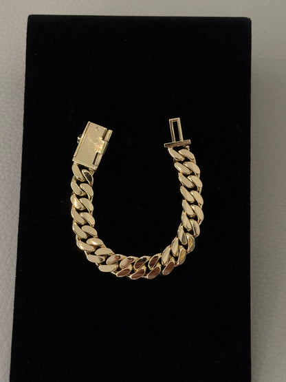 12MM 7” 14K Yellow Gold Over .999 Silver + VVS1 Moissanite Stones Lock - 65 Grams - Inventory