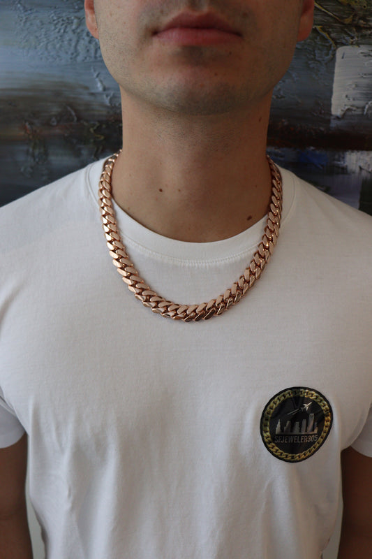 14MM 22” Chain 14K Rose Gold Over .999 Silver - 242 Grams - Inventory