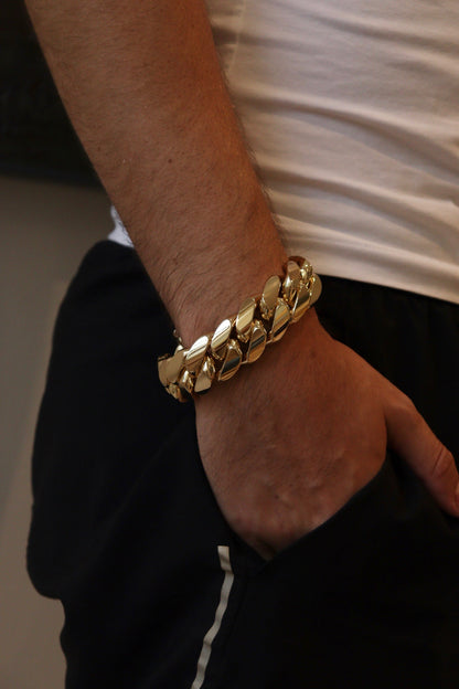 24MM Miami Cuban Link Bracelet – Premium 14k Gold Over .999 Silver
