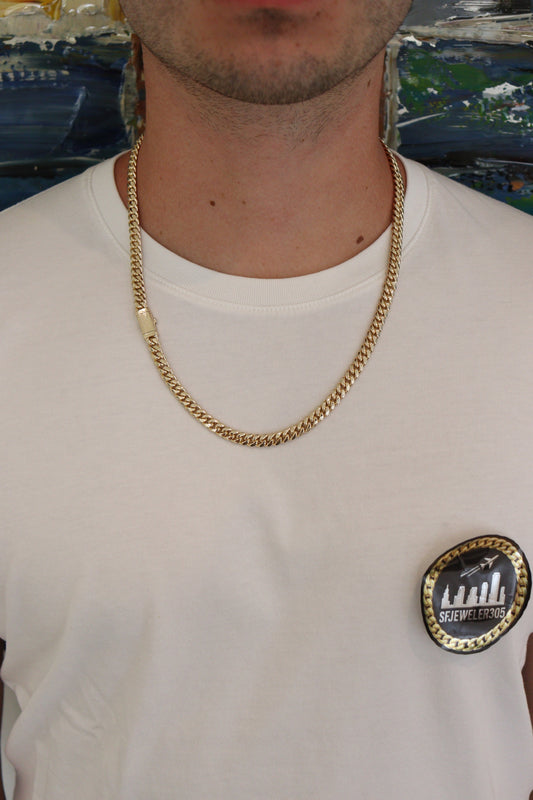 8MM Miami Cuban Link Chain + Sleek Lock – Premium 14k Gold Over .999 Silver