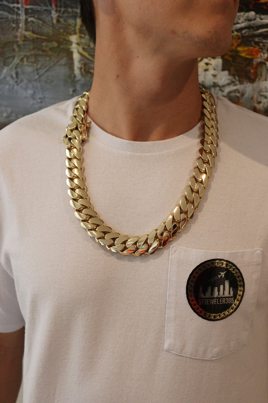 20MM Miami Cuban Link Chain – Premium 14k Gold Over .999 Silver