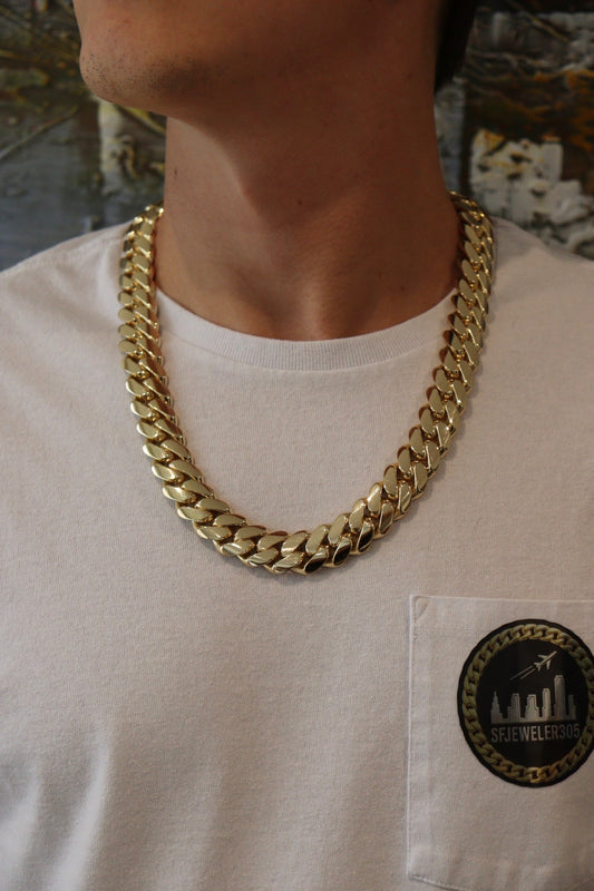18MM Miami Cuban Link Chain – Premium 14k Gold Over .999 Silver