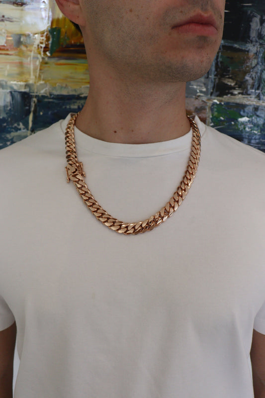 14MM 24" Chain 14K Rose Gold Over .999 Silver -  265 Grams - Inventory