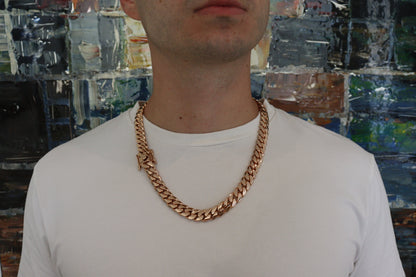14MM 24" Chain 14K Rose Gold Over .999 Silver -  265 Grams - Inventory