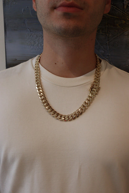 14MM Miami Cuban Link Chain – Premium 14k Gold Over .999 Silver