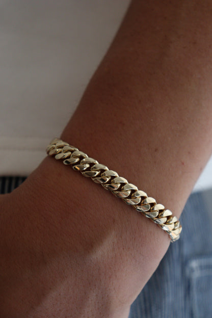 8MM Miami Cuban Link Bracelet – Premium 14k Gold Over .999 Silver