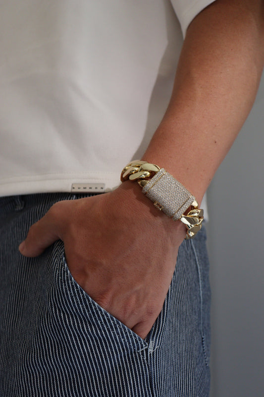 20MM Miami Cuban Link Bracelet – Premium 14k Gold Over .999 Silver + VVS1 Moissanite Lock