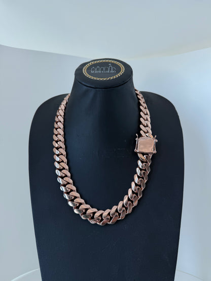 18MM Miami Cuban Link Chain – Premium 14k Gold Over .999 Silver