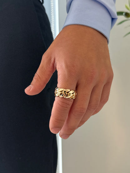 Handmade Cuban Link Ring - 14K Gold Over .999 Silver