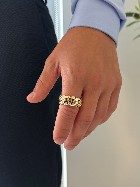Handmade Cuban Link Ring - 14K Gold Over .999 Silver