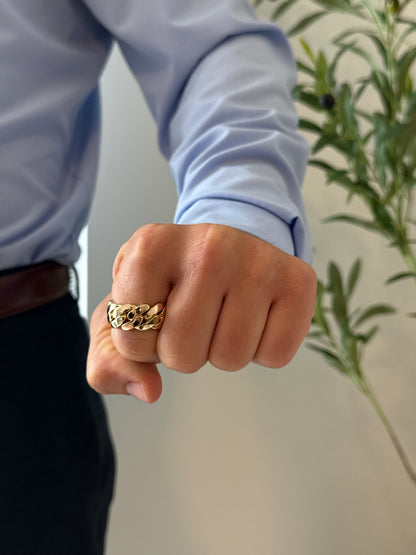 Handmade Cuban Link Ring - 14K Gold Over .999 Silver