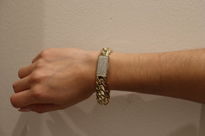14MM Miami Cuban Link Bracelet – Premium 14k Gold Over .999 Silver + VVS1 Moissanite Lock