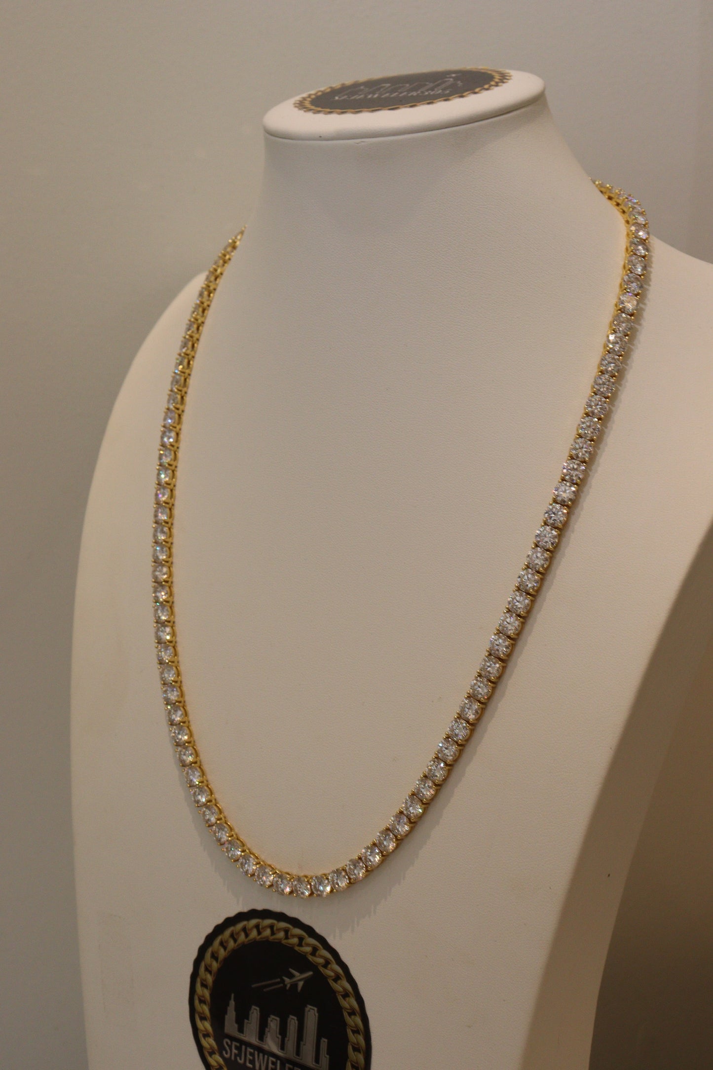 6MM 14K Gold Over Silver Tennis Chain